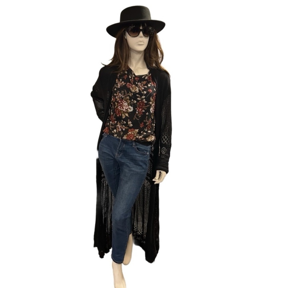 Neineiwu Black Floral Boho Top